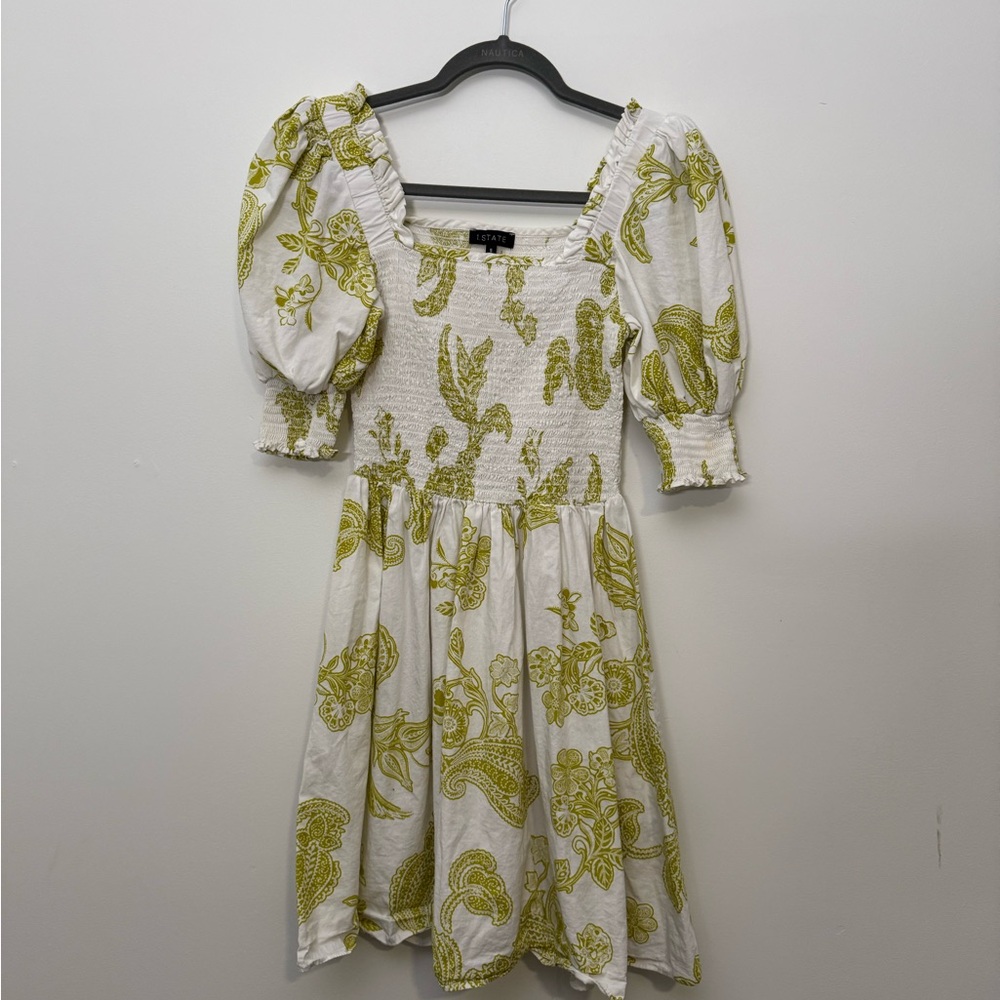 1. State Lime Puff Sleeve Paisley Sundress